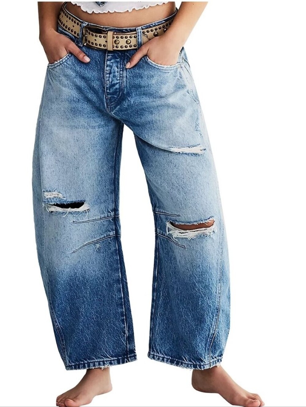 Free People We The Free Good Luck Mid Rise Barrel Pant - 30 - EUC!